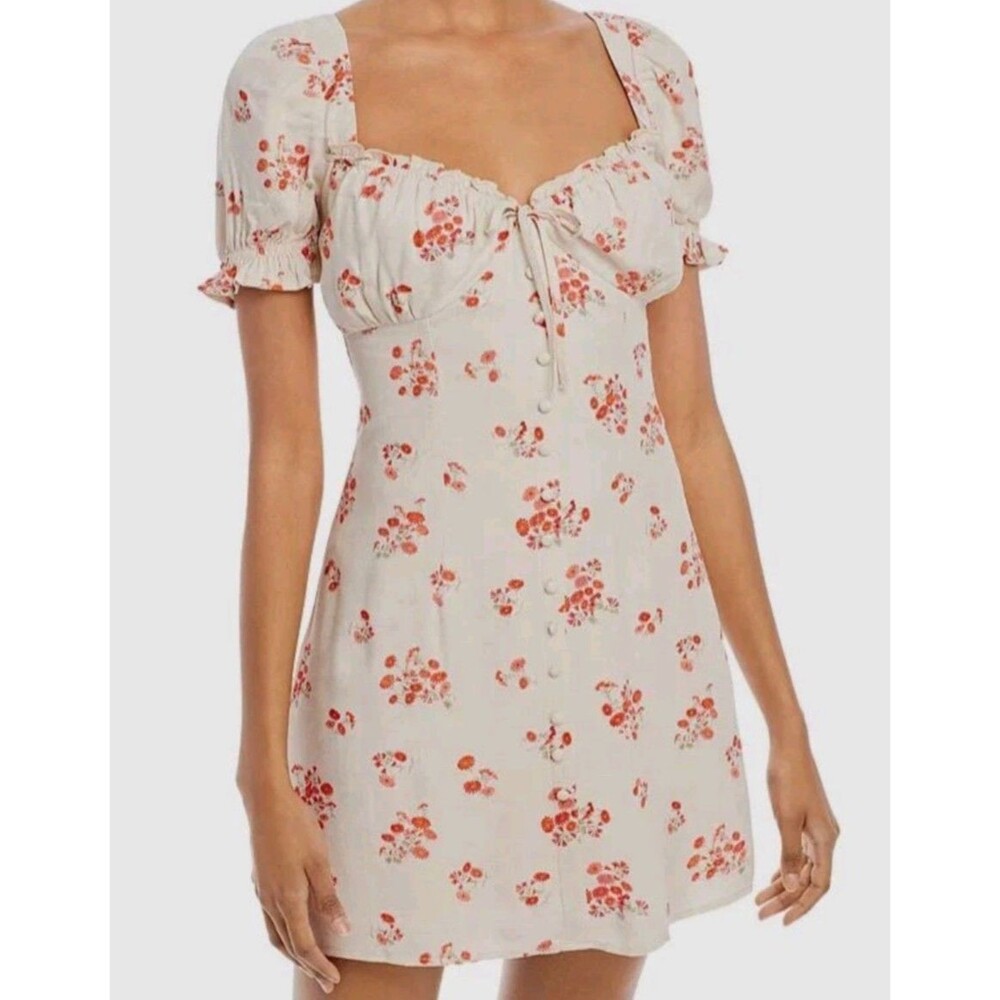 Bardot Women's Beige Lucita Floral Mini Dress Size EU 36 US 4 XS Cottage (A12)